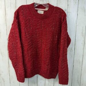 Weatherproof Vintage Women's Red Metallic Chunky Knit Sweater Cozy Size L